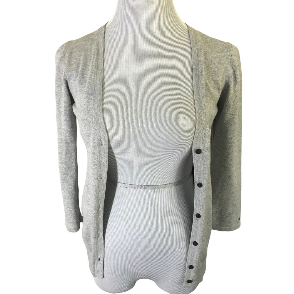 Tommy Hilfiger Women's Heather Grey Gray Pima Cottom Cardigan SIZE XS